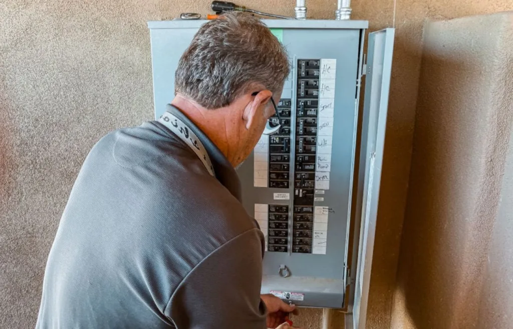 Reglamento Electrotécnico de Baja Tensión (REBT): Qué deben saber los propietarios de viviendas Propietario revisando el cuadro eléctrico de su vivienda para comprobar que cumple con el REBT