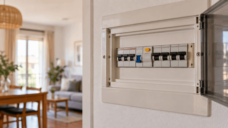 Cuadro eléctrico de una vivienda con interruptor diferencial y magnetotérmicos